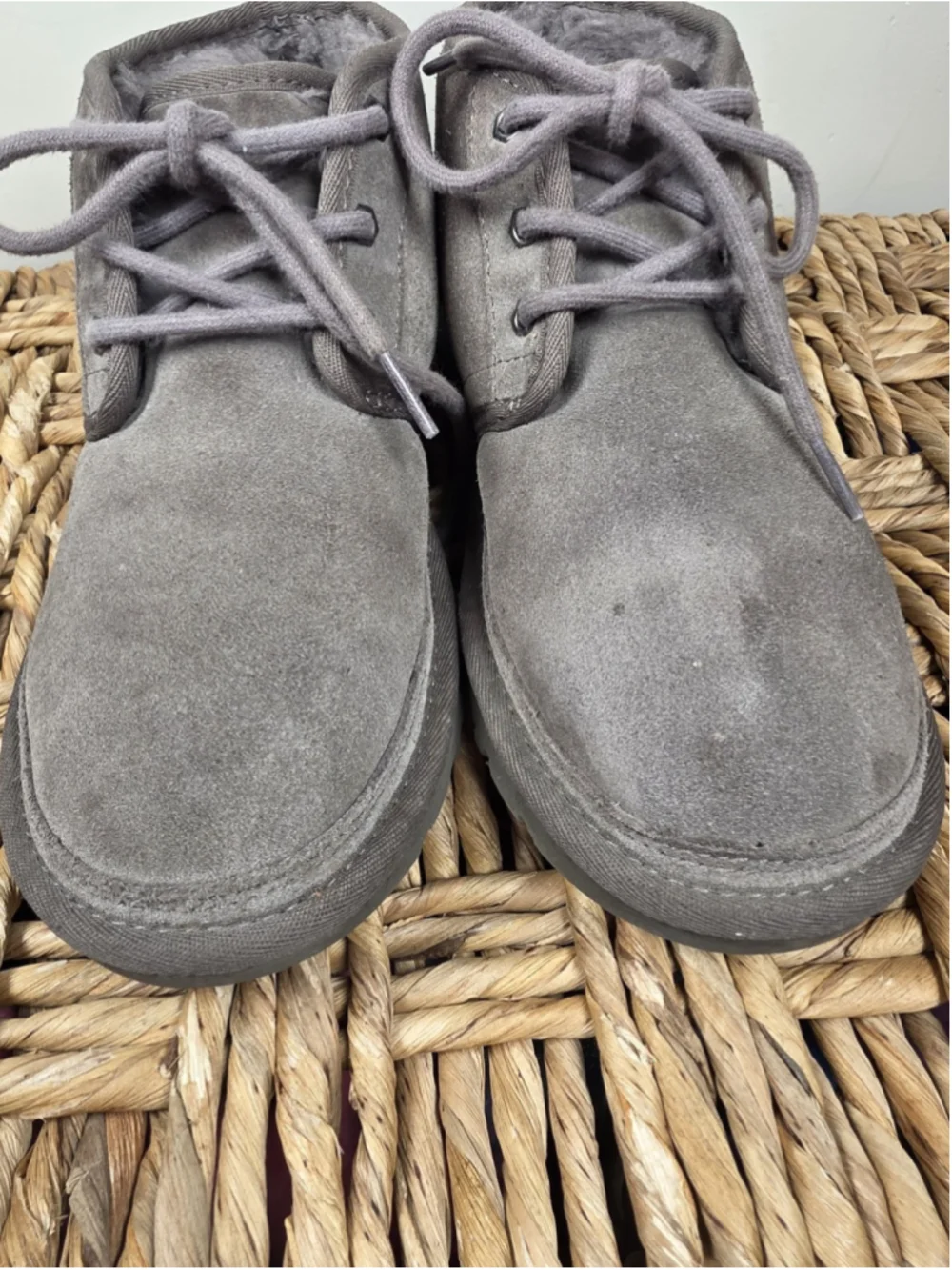 UGG Neumel 3236 Chukka Boots Mens 6 Womens 8 Charcoal Suede Shearling Lined